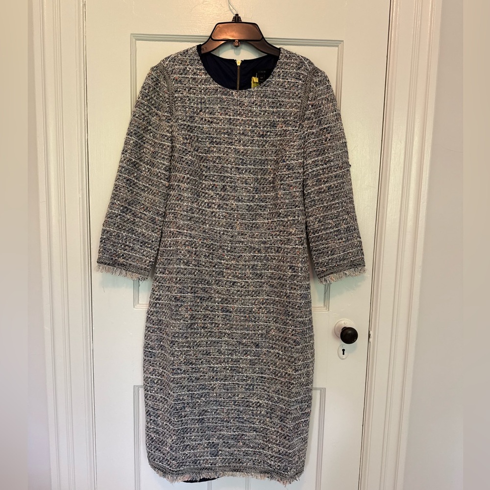 J. Crew Multicolored Tweed Midi Sheath Dress